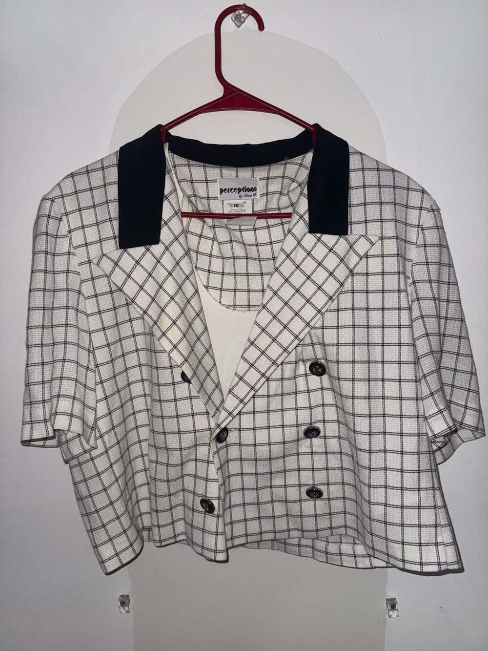 Perceptions By Irene B Vintage Plaid Cropped Jacket